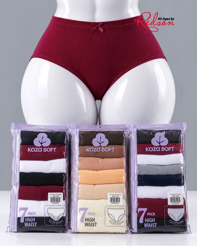 Koza Soft Women's High Waist Cotton Panties 7Pack