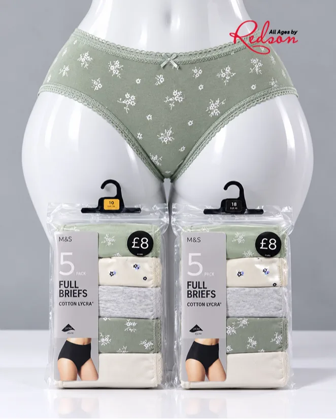 M&S Women's Cotton Lycra Full Briefs 5 Pack