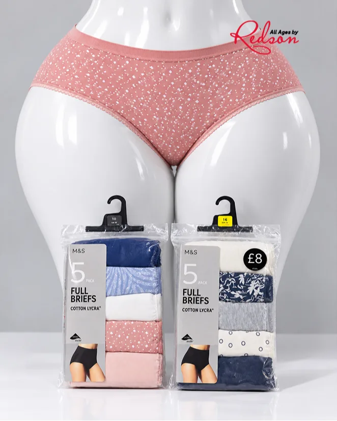 M&S Women's Cotton Lycra Full Briefs 5- Pack