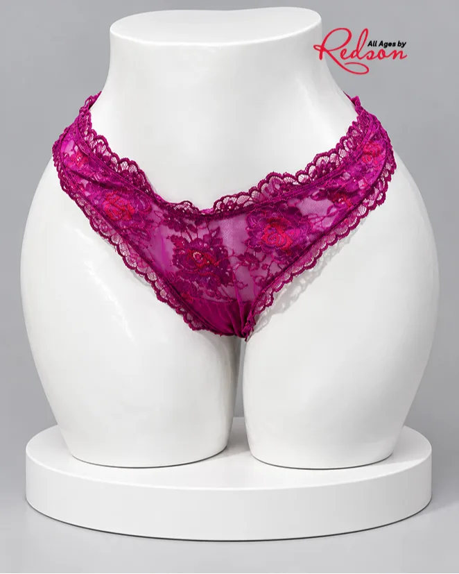 Women's Burgundy Floral Lace Briefs