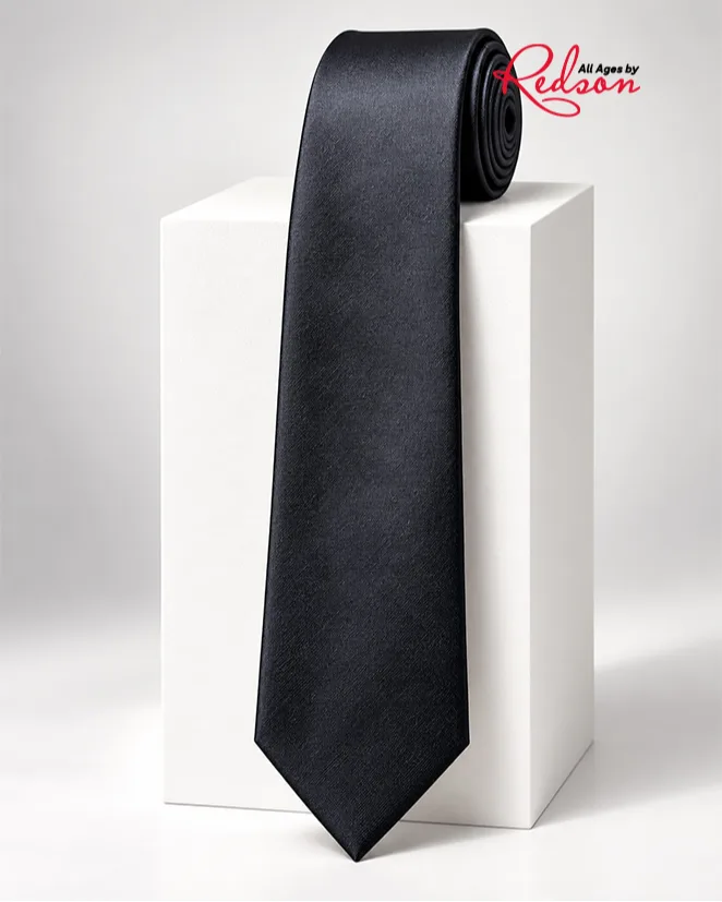 Classic Black Satin Men's Necktie
