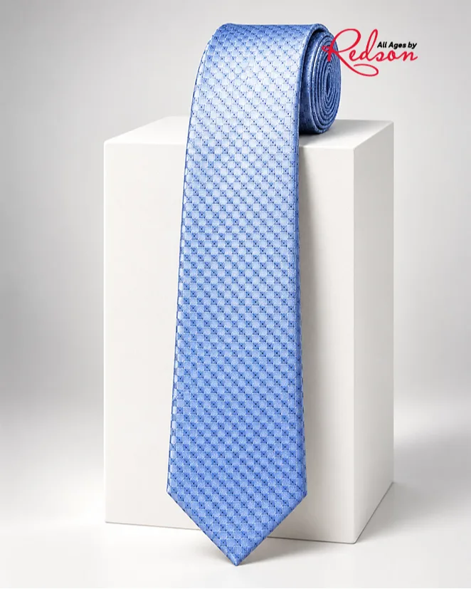 Men's Light Blue Geometric Pattern Formal Necktie