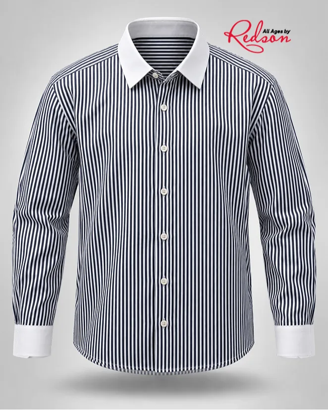 Men’s Black And White Vertical Striped Shirt