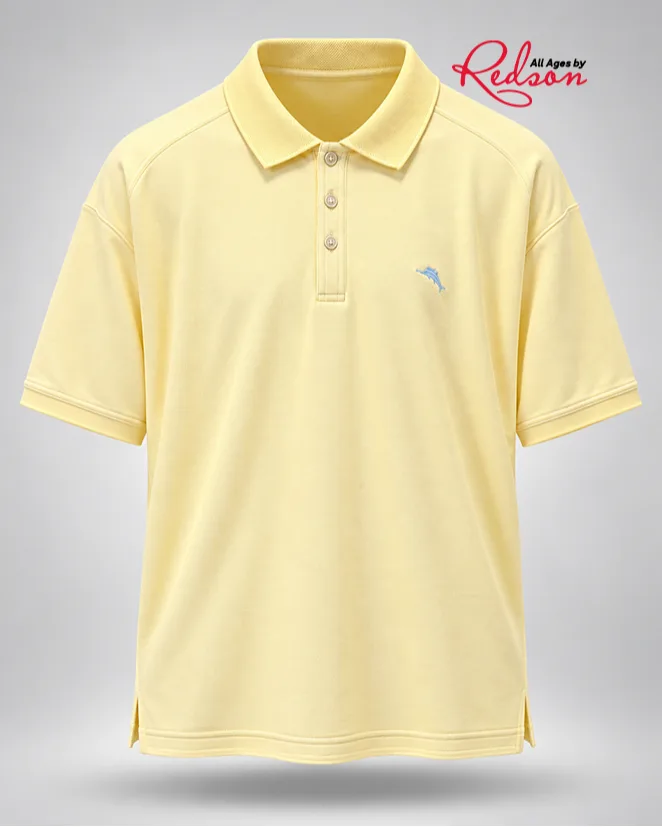 Men’s Pale Yellow Short Sleeve Polo Shirt With Embroidered Logo