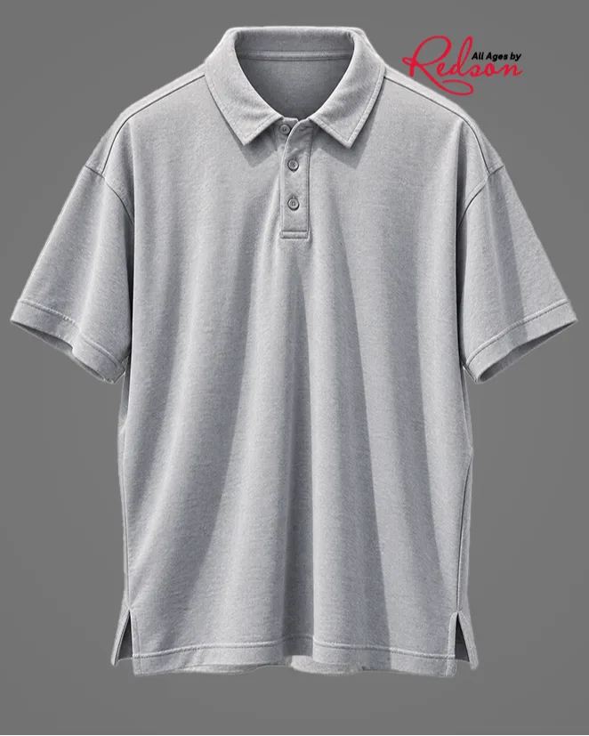 Men’s Light Grey Textured Short Sleeve Polo Shirt
