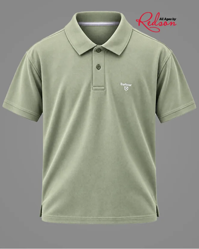 Men’s Sage Green Short Sleeve Polo Shirt With Barbour Chest Logo