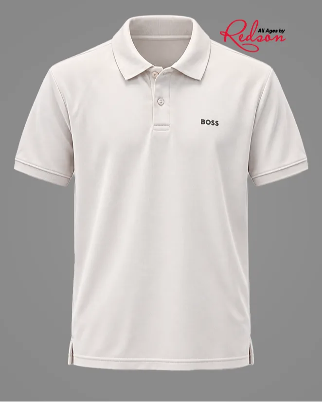 Men’s White Classic Short Sleeve Boss Polo Shirt