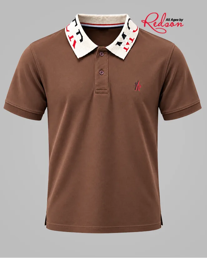 Men’s Chocolate Brown Contrast Collar Polo Shirt