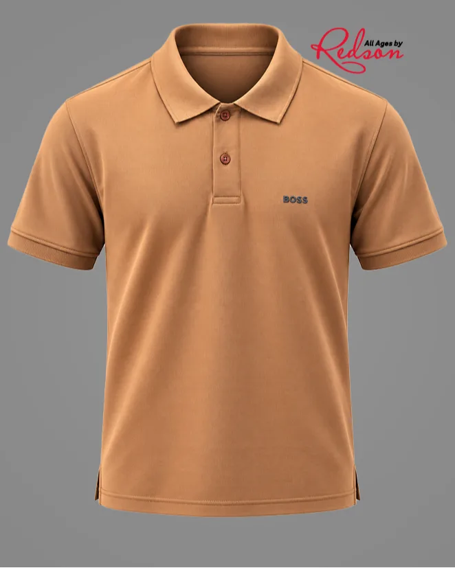 Men’s Camel Brown Classic Boss Short Sleeve Polo Shirt